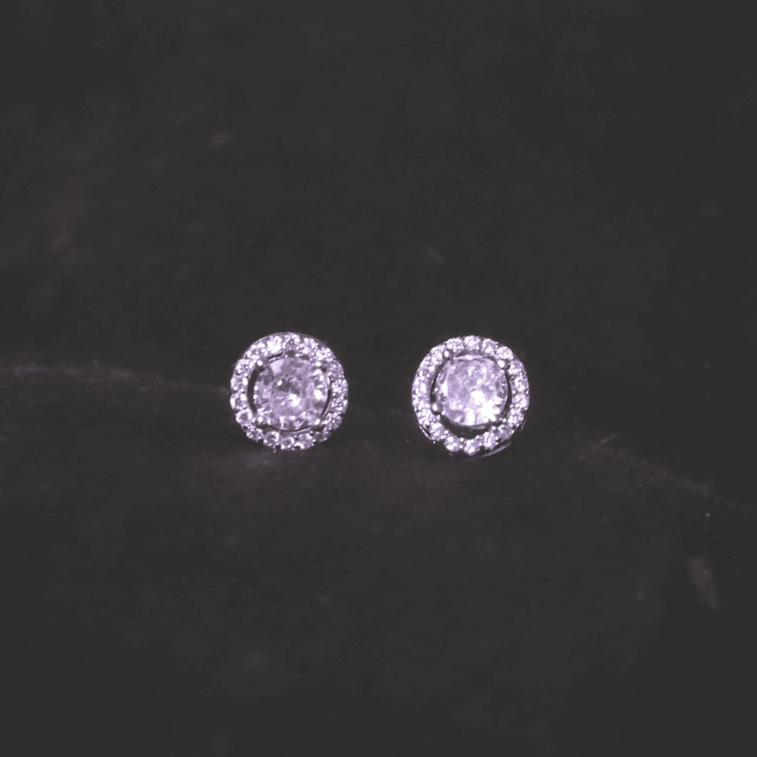 Silver Halo Round Earrings