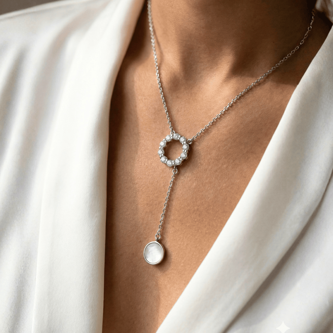 Aveline Celestial Drop Silver Necklace
