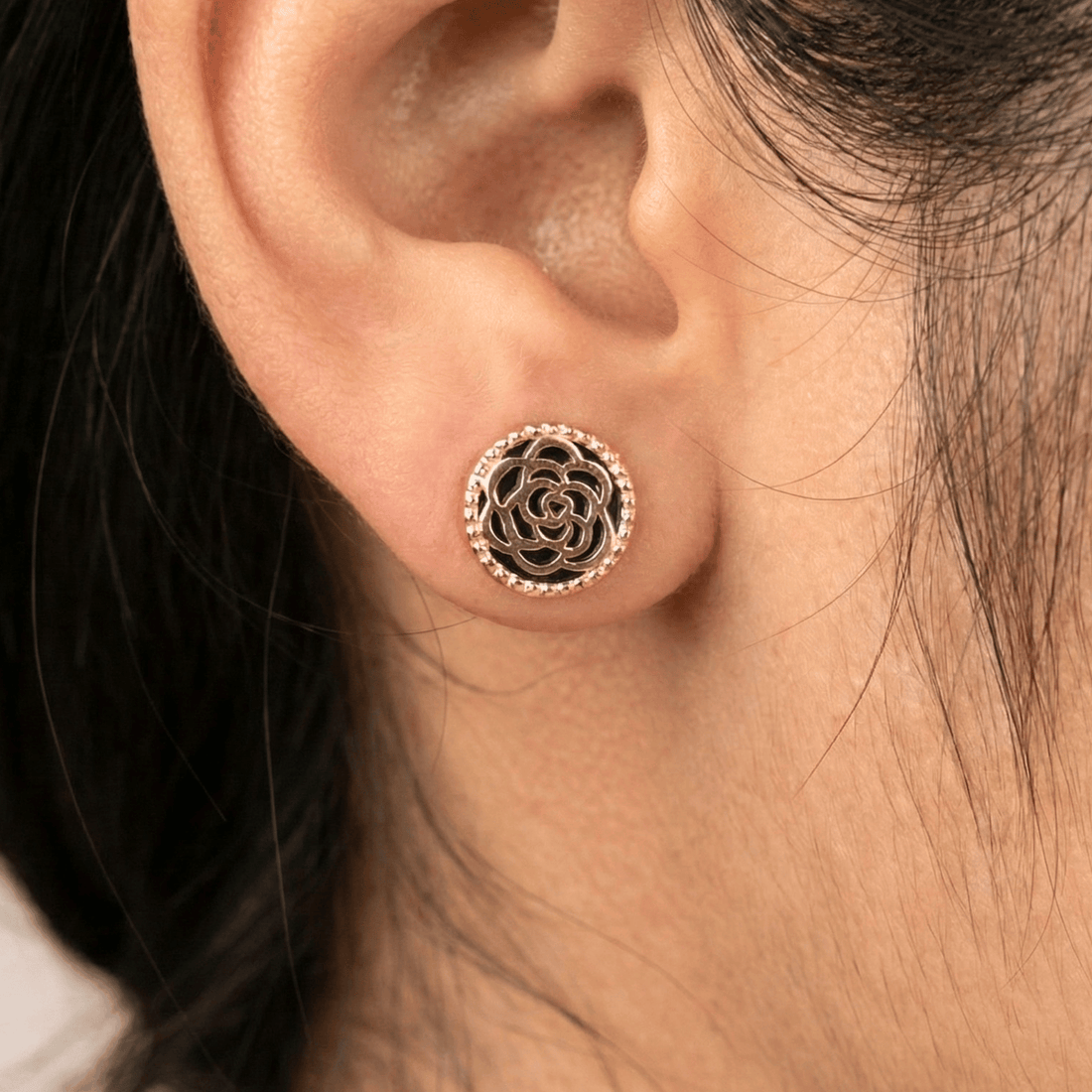 Rosalinde Rose Gold Silver Earrings