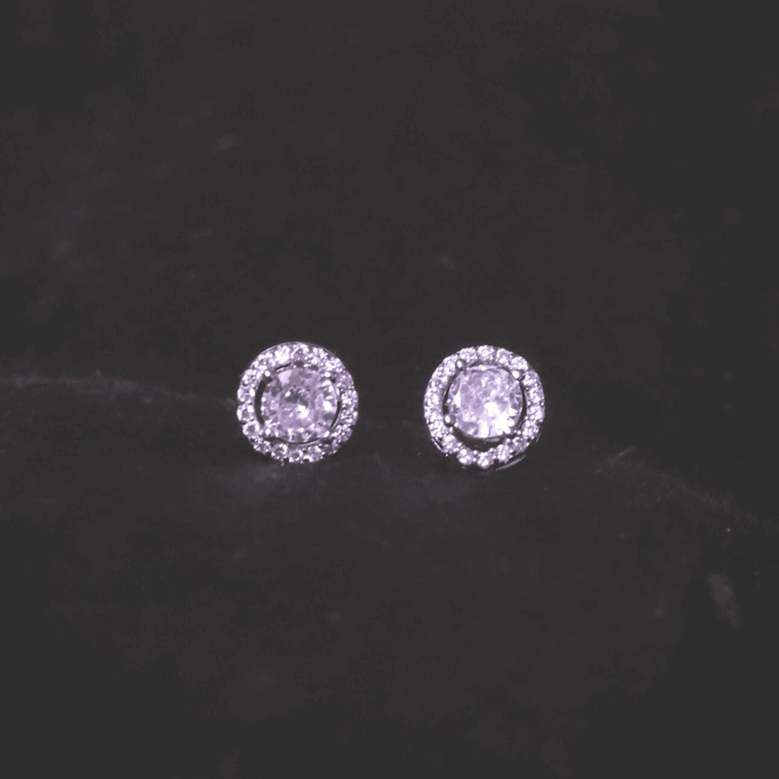 Silver Halo Round Earrings