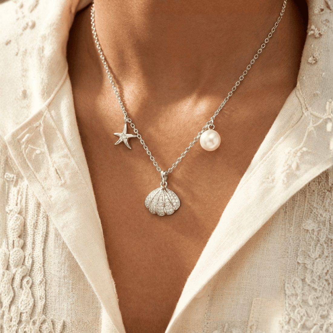 Coralina Ocean Charm Silver Necklace