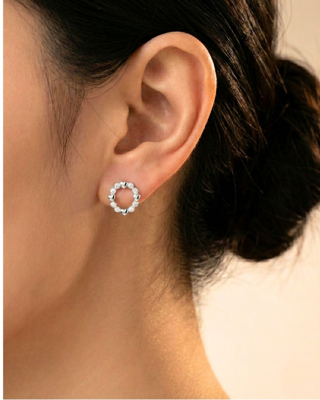 Silver Zircon Halo Earrings