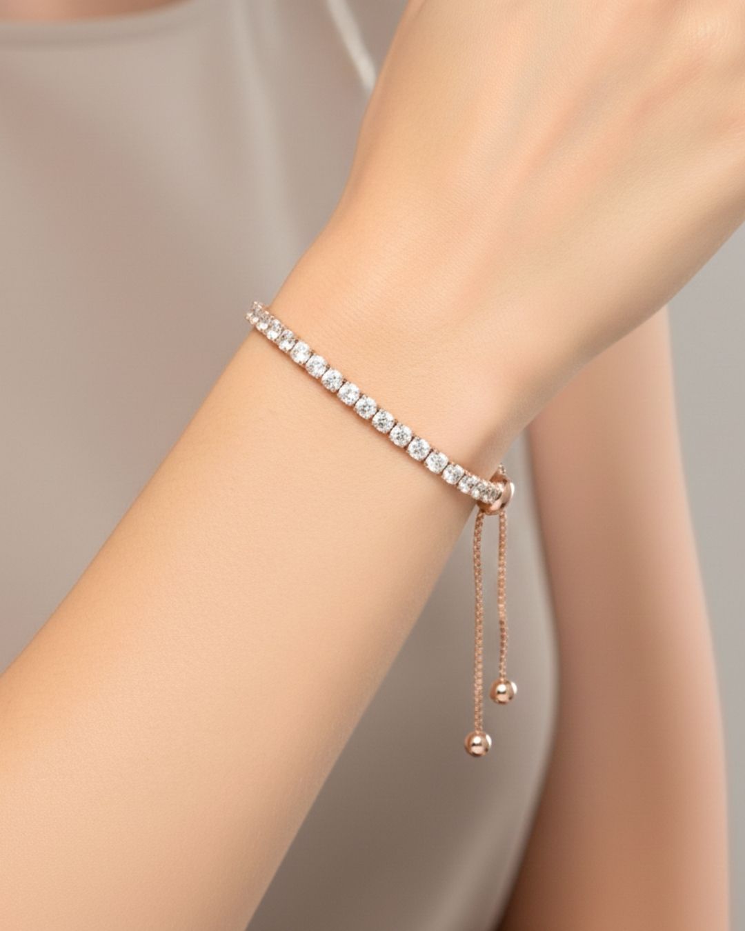 Rose Gold Adjustable Tennis Bracelet