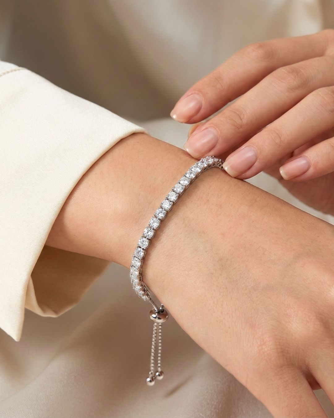 Silver Adjustable Tennis Bracelet