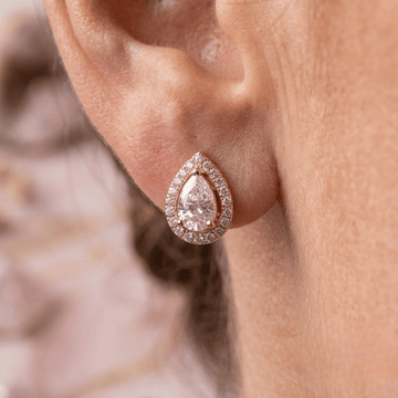 Rose Gold Halo Drop Earrings