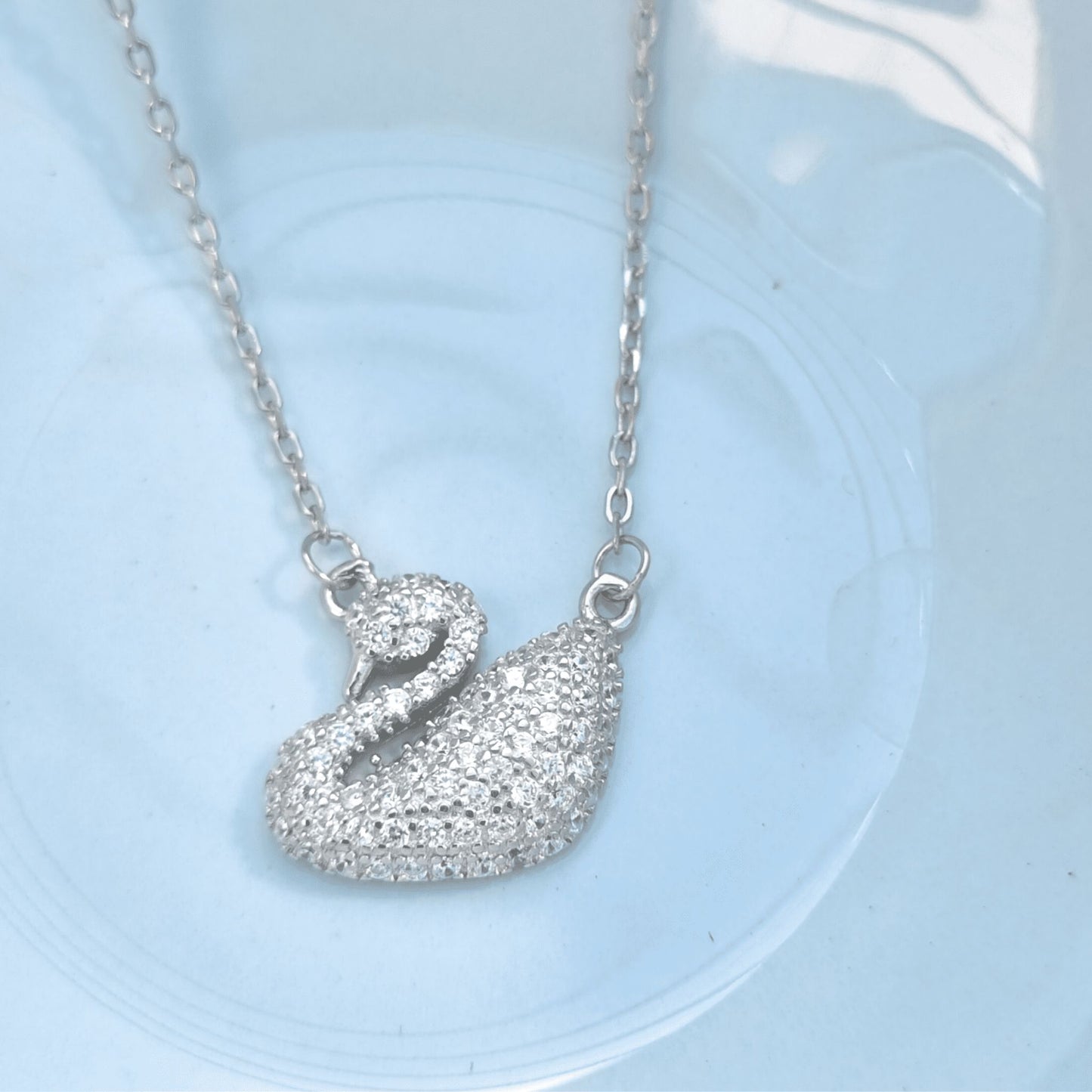 Silver White Swan Necklace