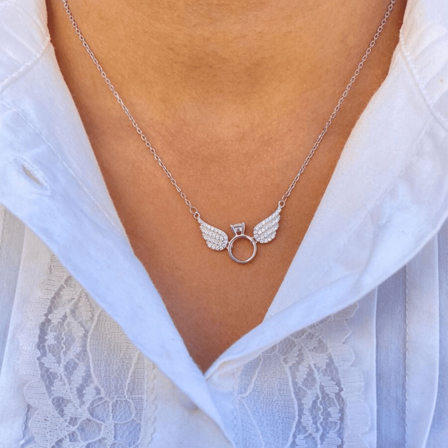 Silver Angel's Ring Necklace