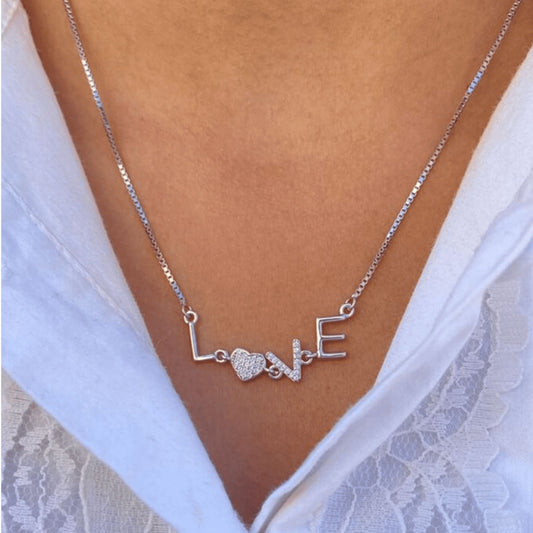 Silver LOVE Alphabet Necklace