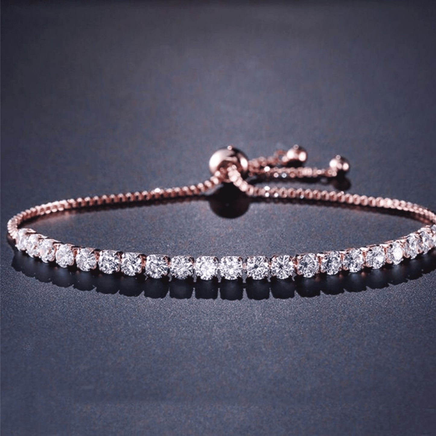 Rose Gold Adjustable Tennis Bracelet