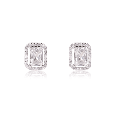 Silver Halo Quadratic Earrings