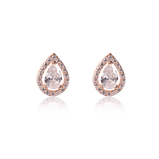 Rose Gold Halo Drop Earrings