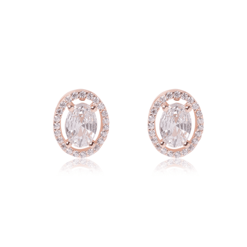 Rose Gold Halo Oval Earrings