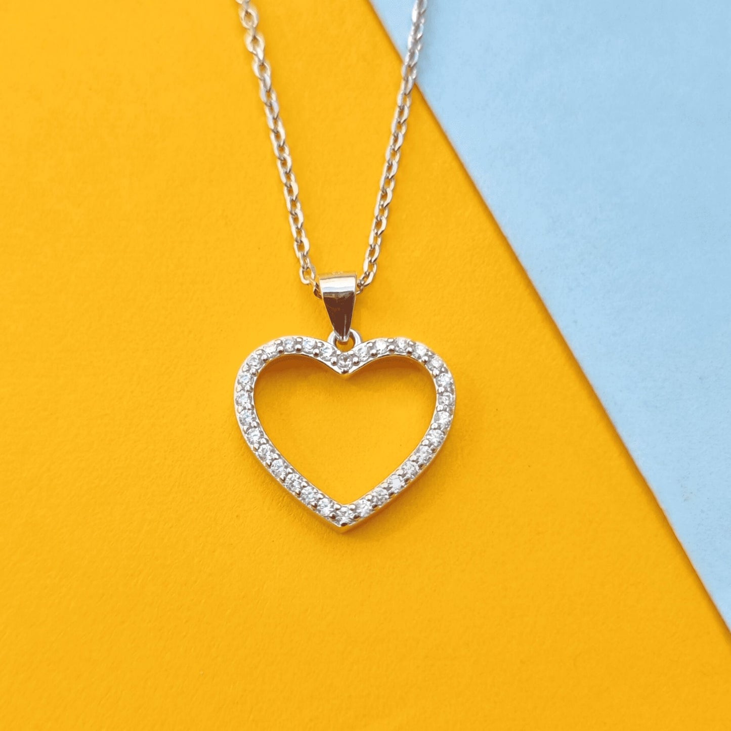 Silver Heart Pendant With Link Chain