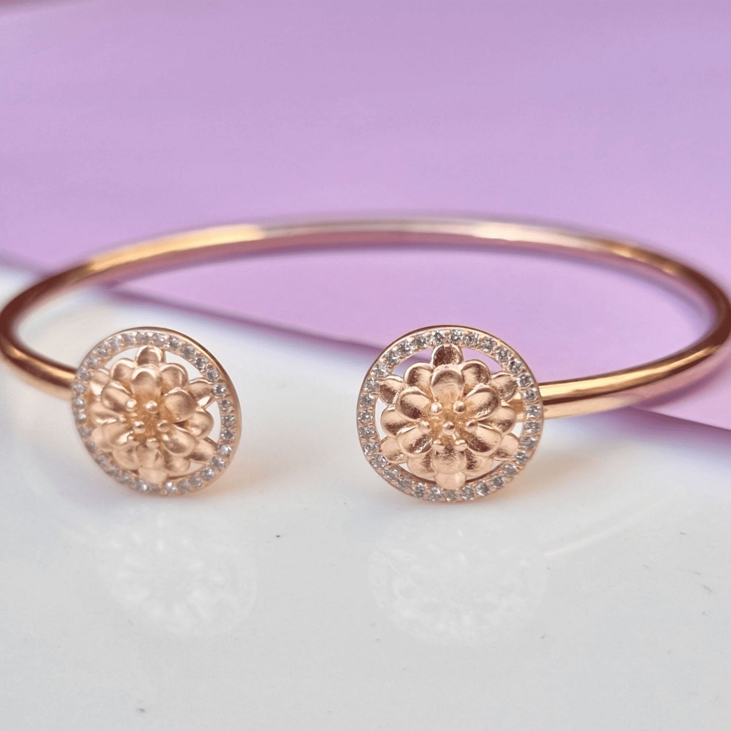 Rose Gold Dual Flower Ring Bracelet