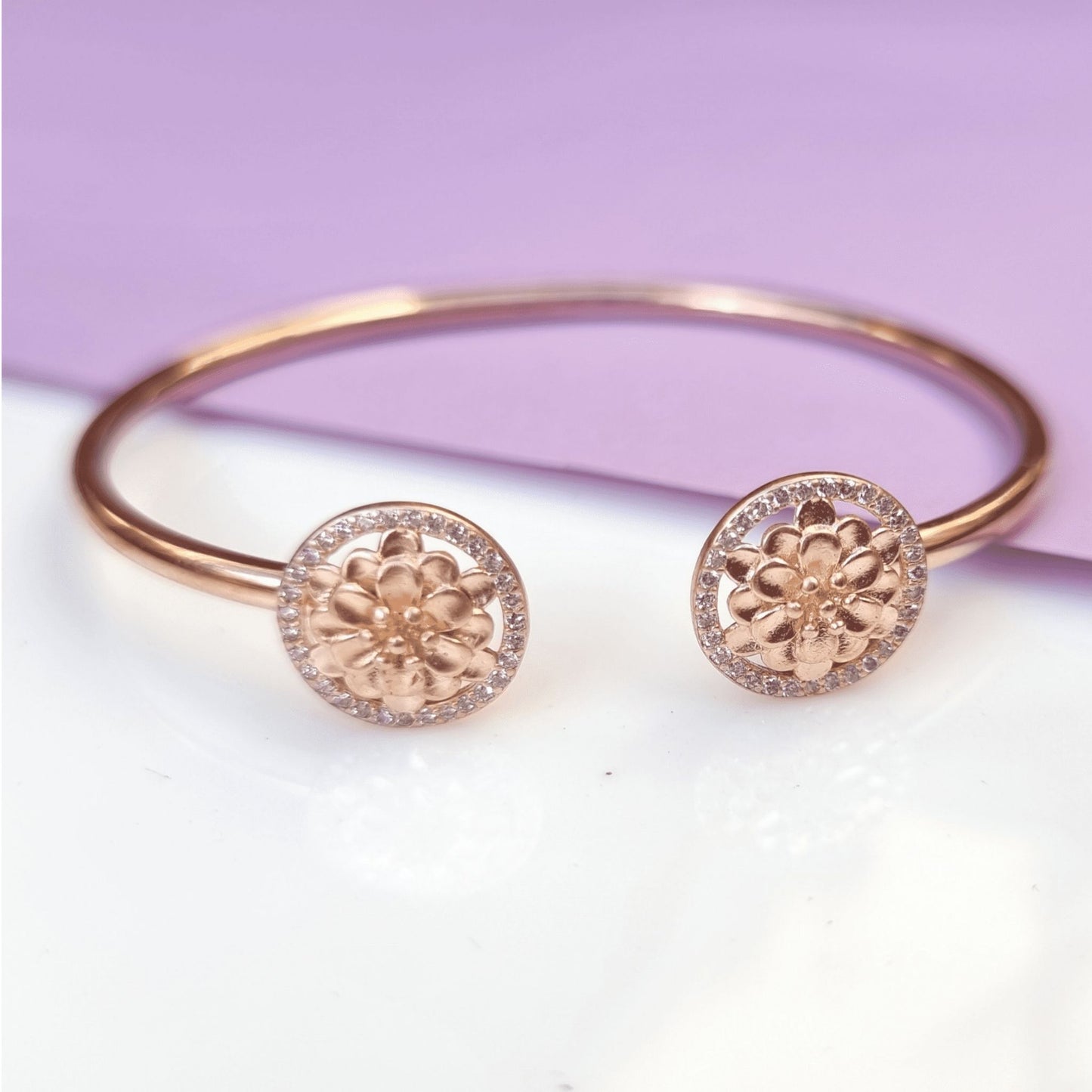 Rose Gold Dual Flower Ring Bracelet