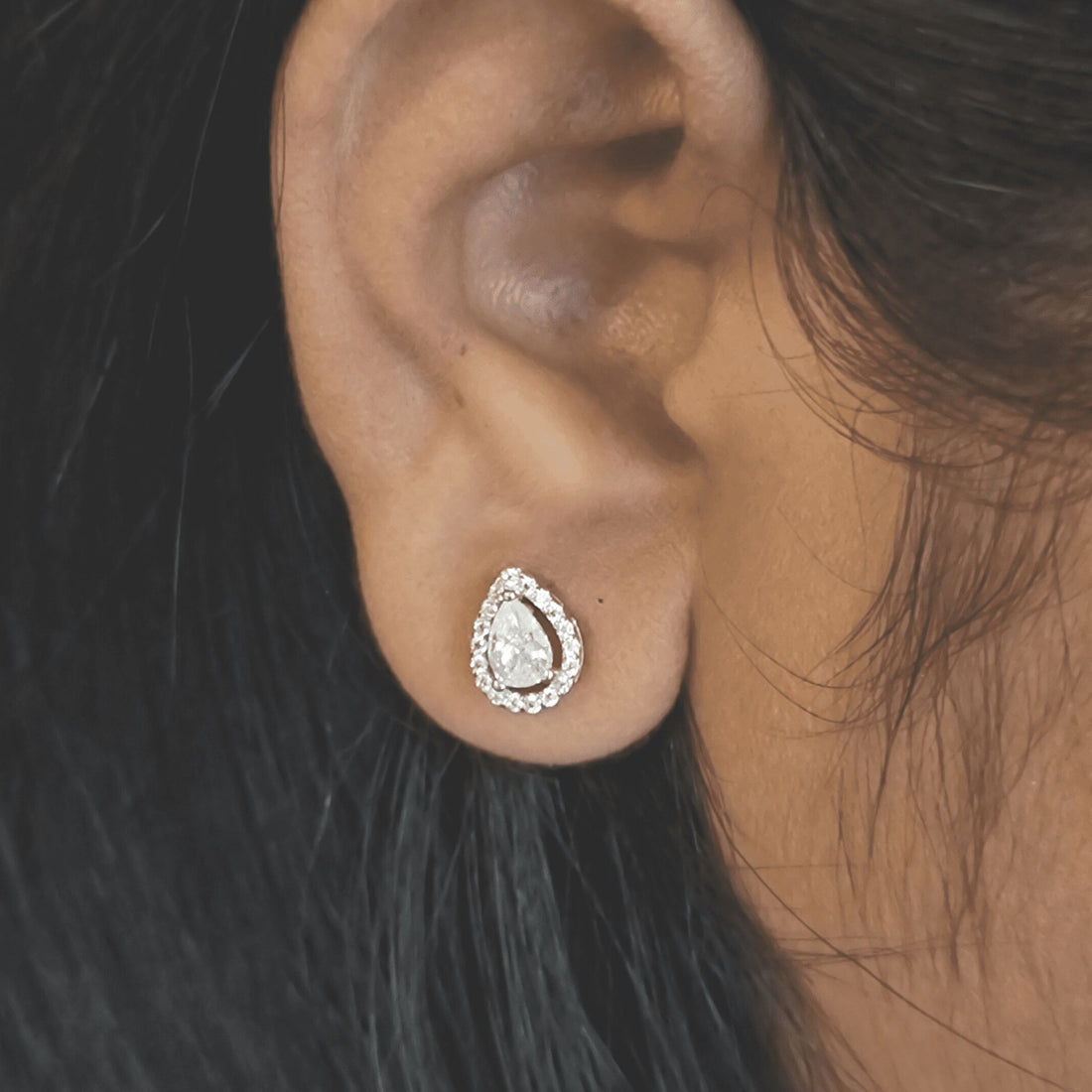Silver Halo Drop Earrings