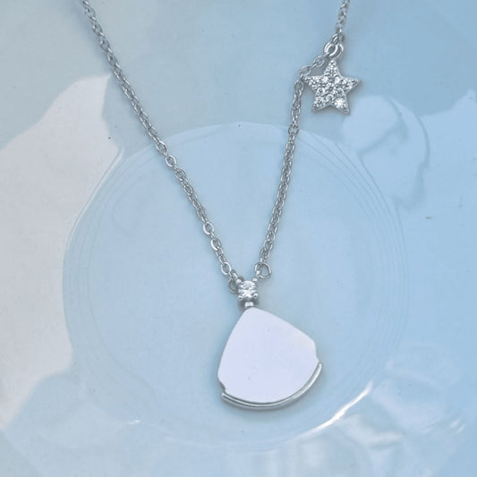 Silver MOP With Zircon & Star Charm Necklace