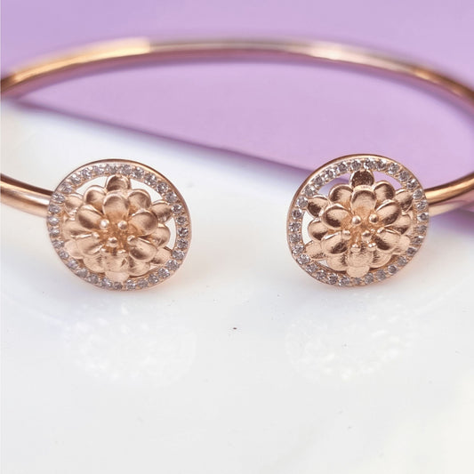 Rose Gold Dual Flower Ring Bracelet