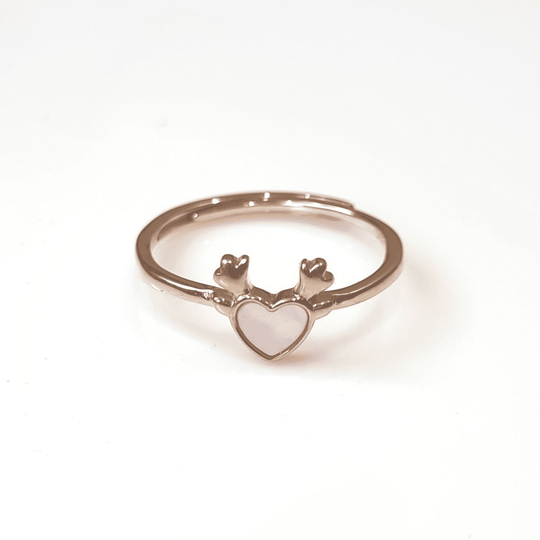 Rose Gold MOP Heart Deer Ring