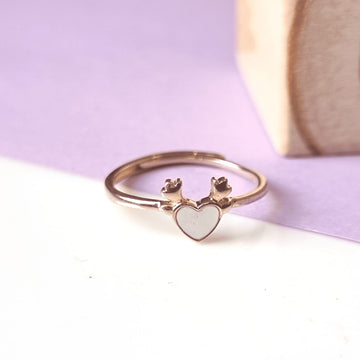 Rose Gold MOP Heart Deer Ring