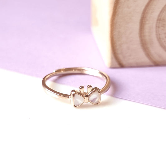 Rose Gold MOP Bow Tie Ring