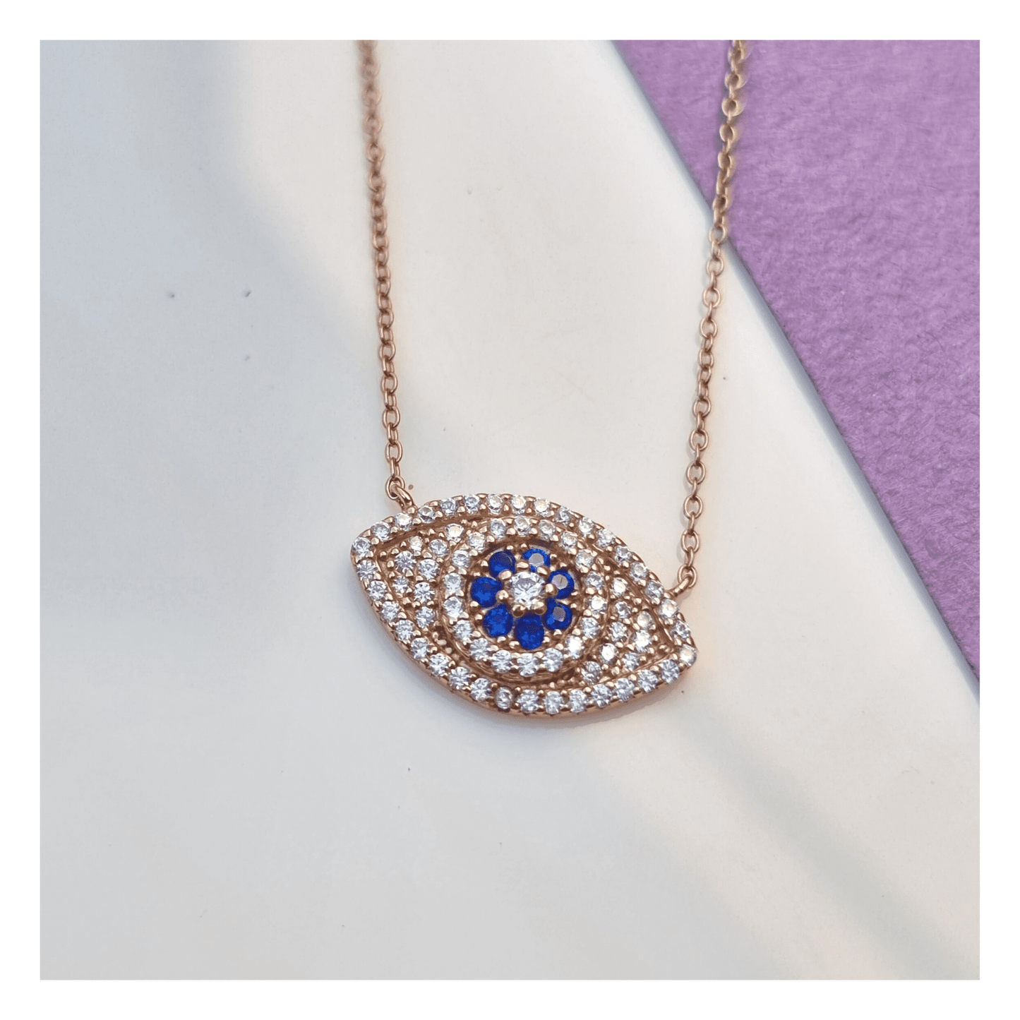 Rose Gold Evil Eye Zircon Necklace