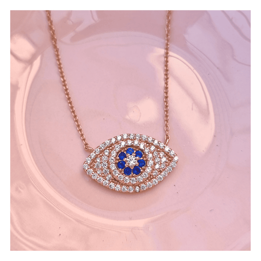 Rose Gold Evil Eye Zircon Necklace