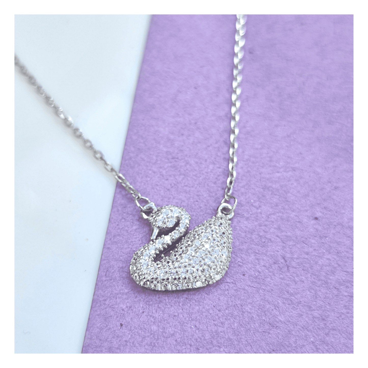 Silver White Swan Necklace