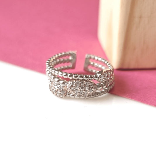 Two Tone String & Beads Ring