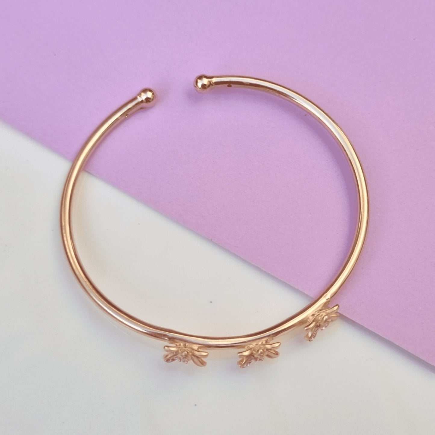 Rose Gold Flower Triplets Bracelet