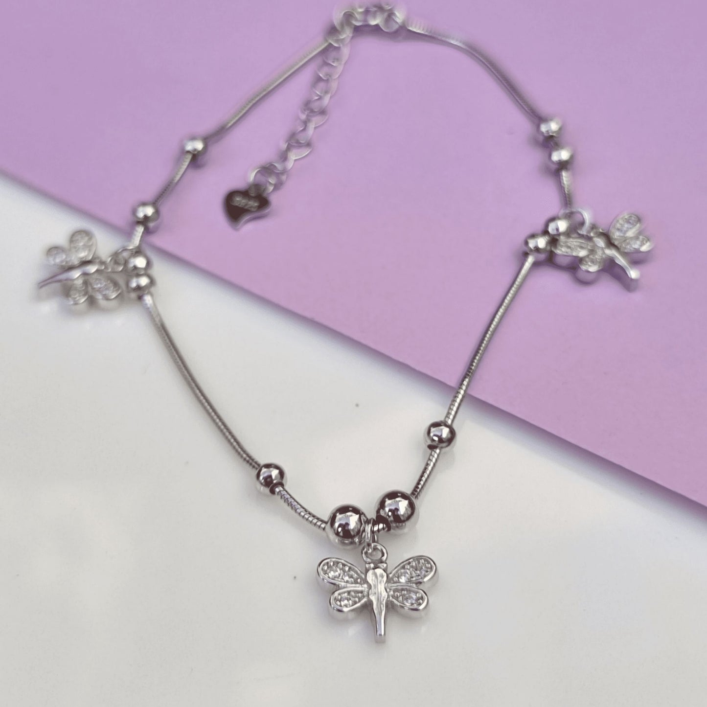 Silver Butterfly Charm Adjustable Bracelet