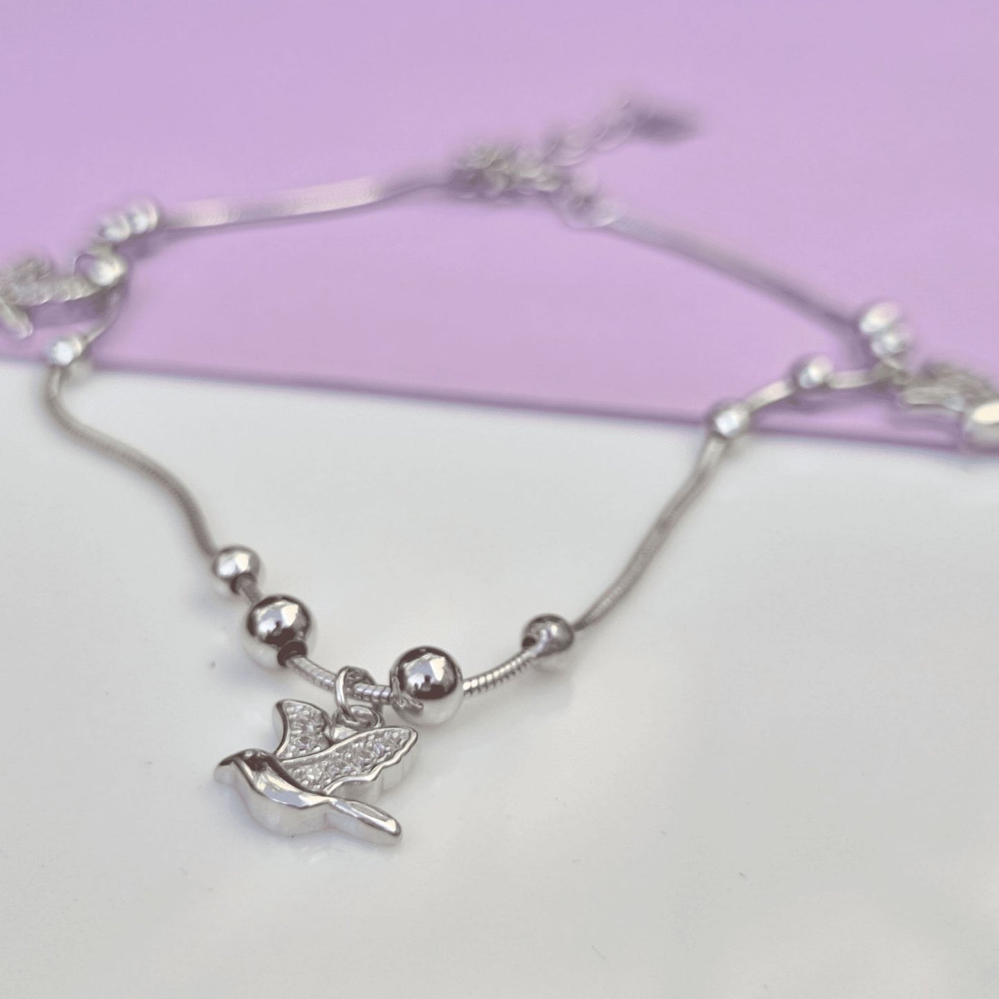 Silver Bird Charm Adjustable Bracelet