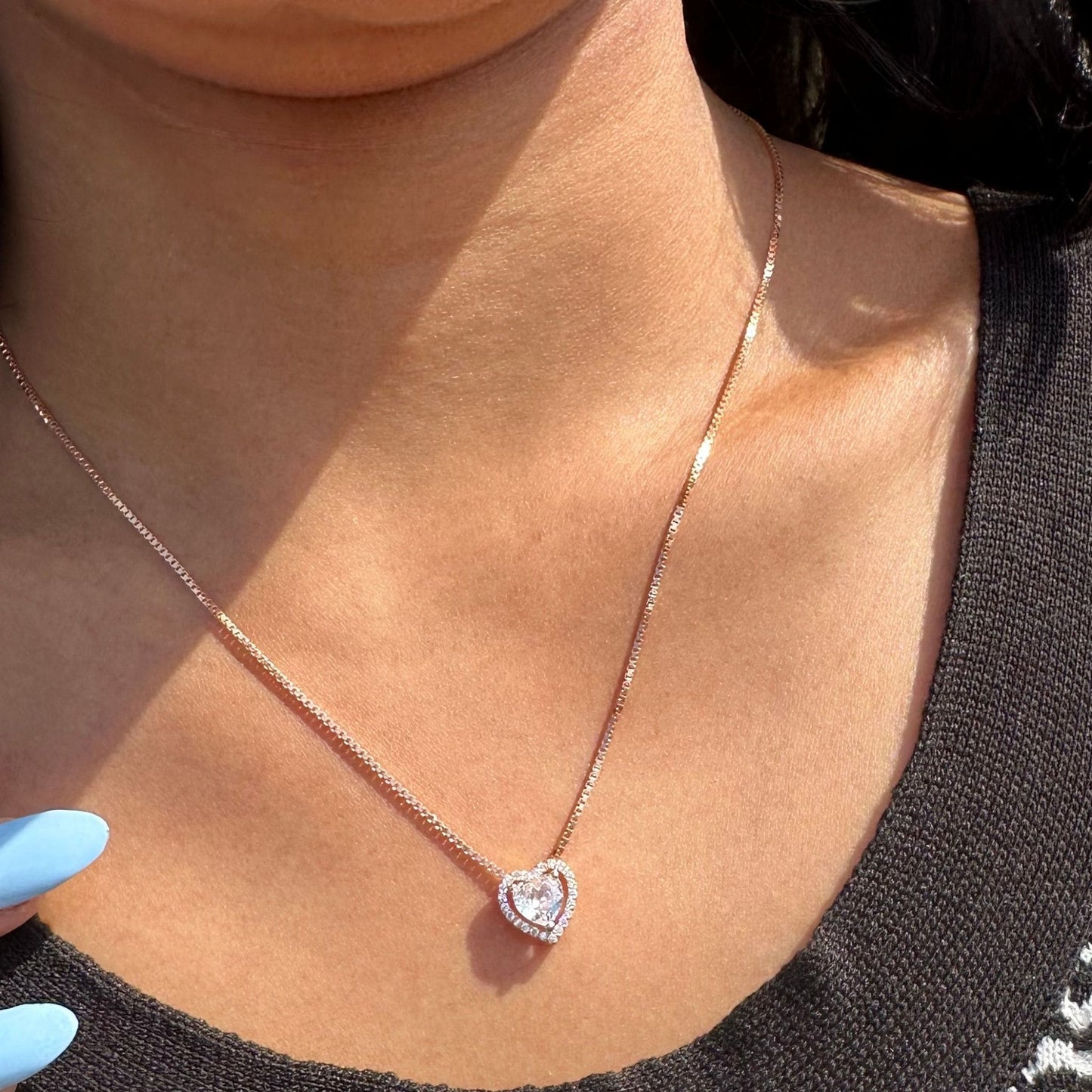 Rose Gold Halo Heart Necklace