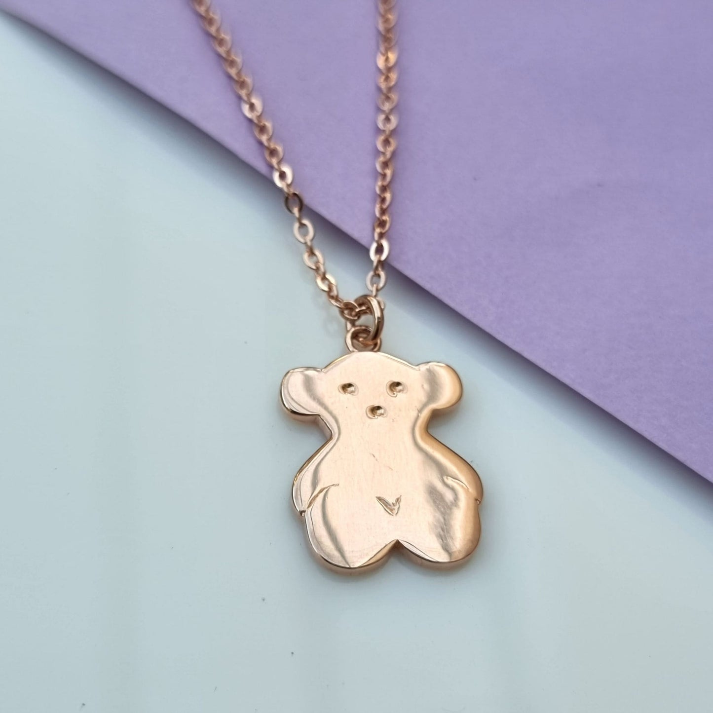 Rose Gold Teddy Charm Necklace