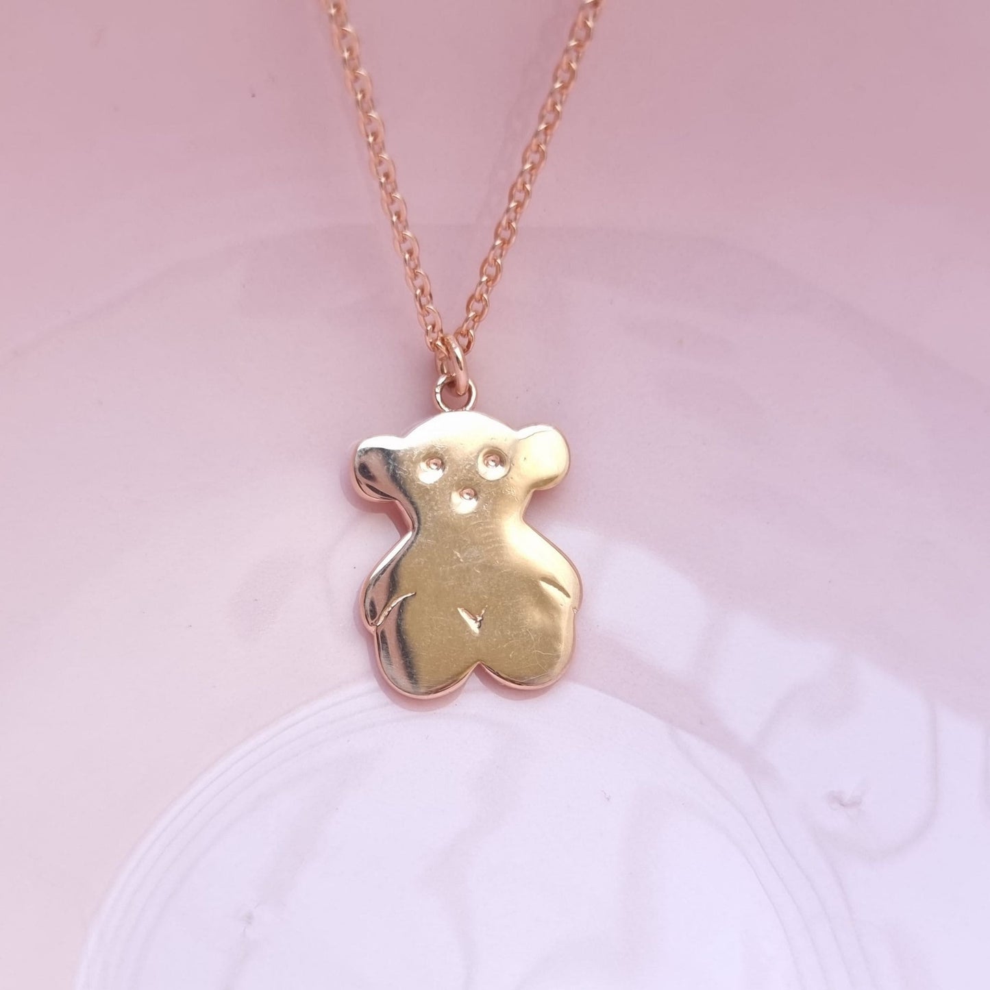 Rose Gold Teddy Charm Necklace