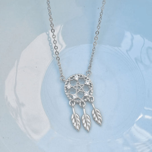 Silver Dream Catcher Elegant Necklace