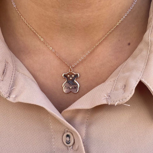 Rose Gold Teddy Charm Necklace