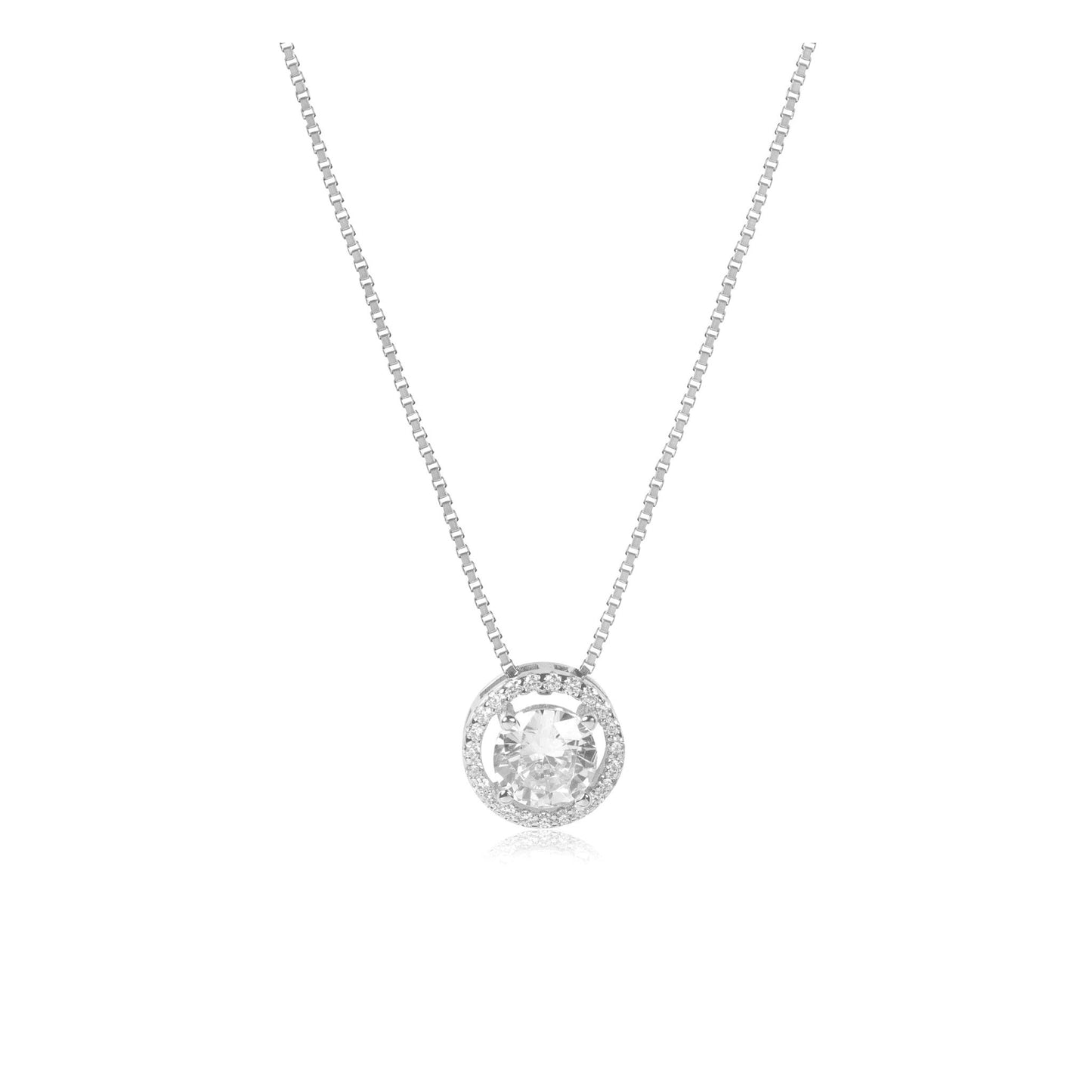 Silver Halo Round Necklace