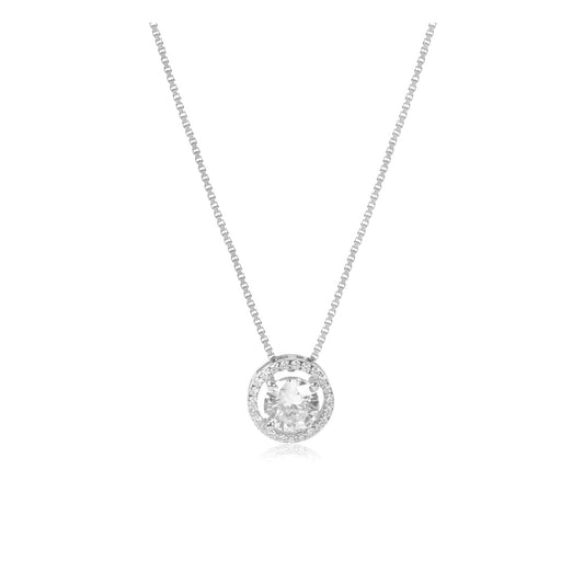 Silver Halo Round Necklace