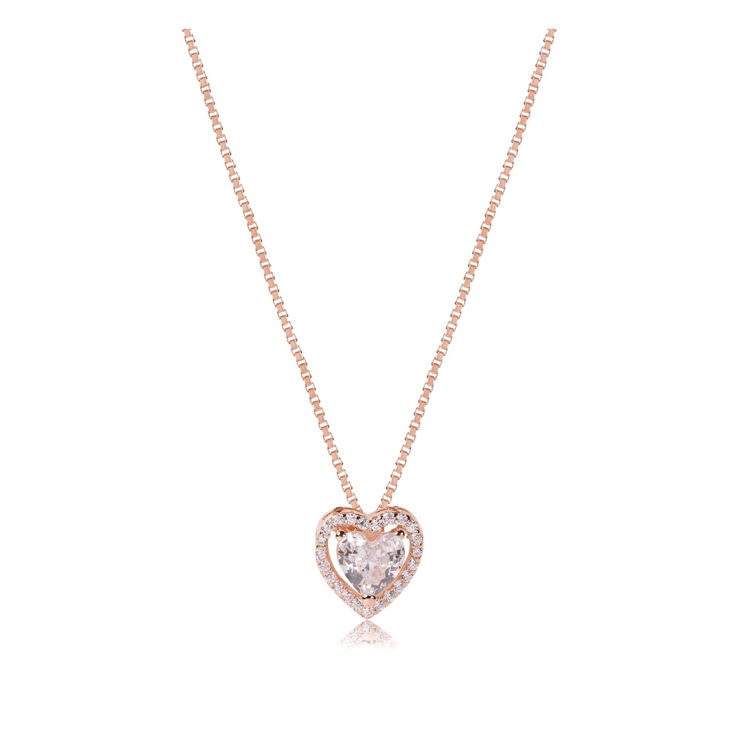 Rose Gold Halo Heart Necklace