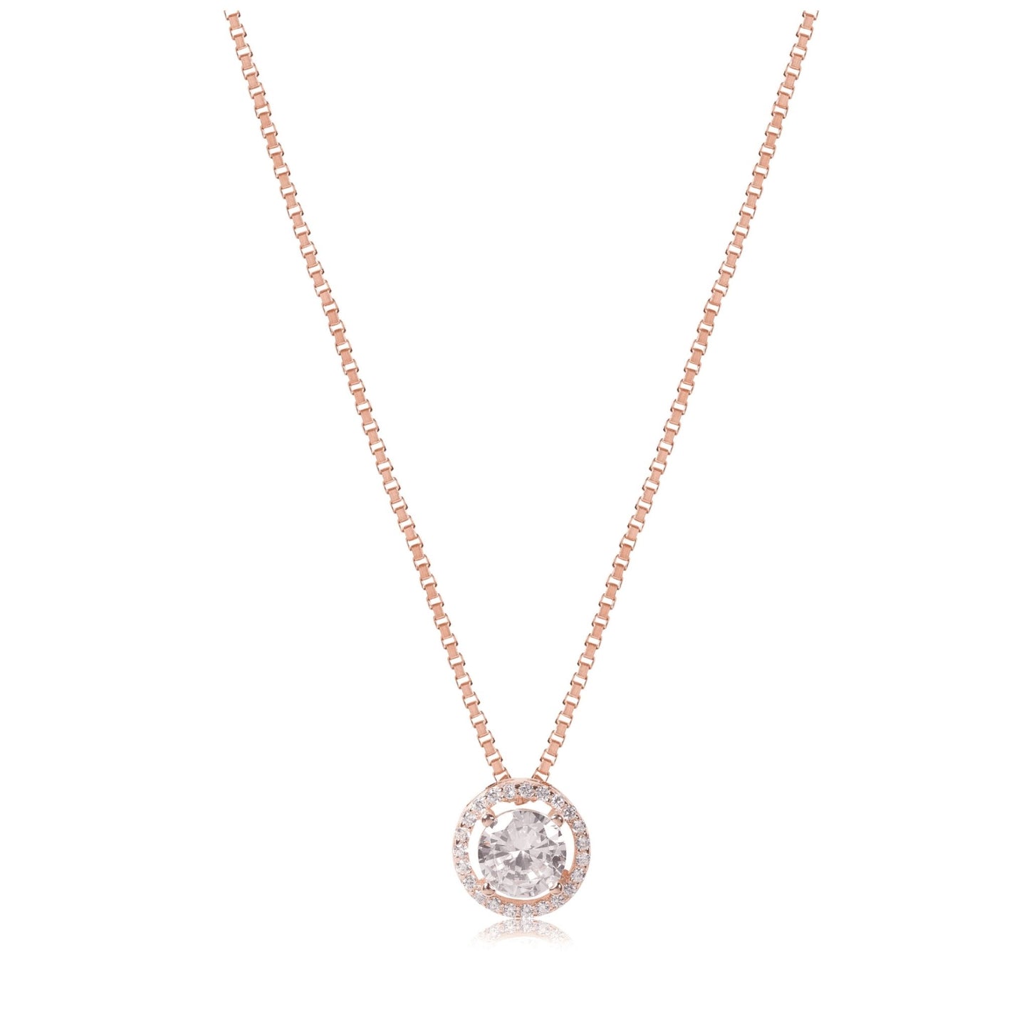 Rose Gold Halo Round Necklace